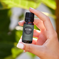 Edens Garden Best Man Essential Oil Blend bottle label close-up