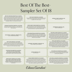 Sampler packaging and 18 mini bottles by Edens Garden