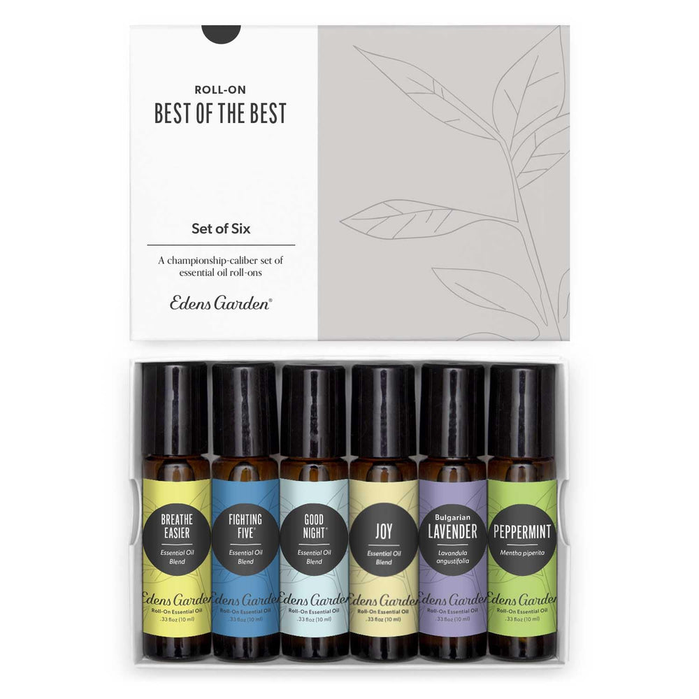 Six 10 ml Edens Garden Best of the Best Roll-On bottles in a six-pack
