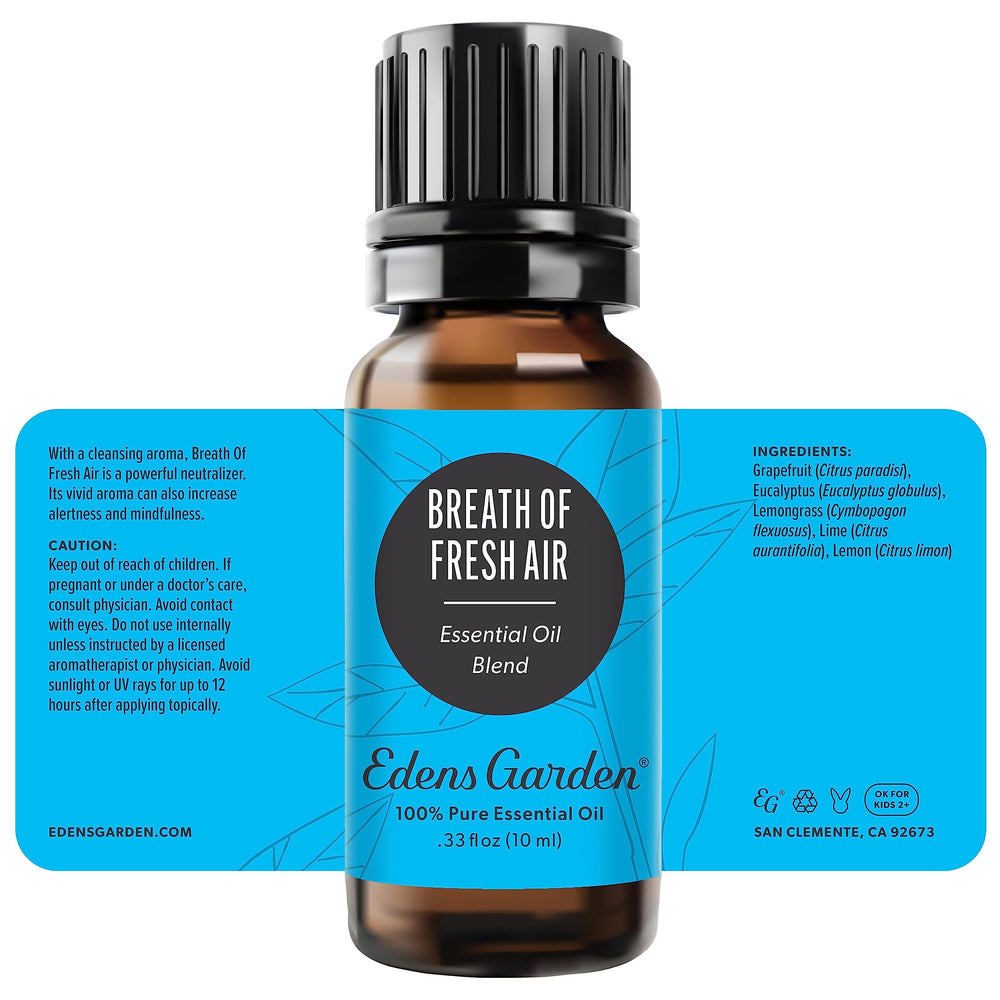 Close-up of Breath of Fresh Air product label