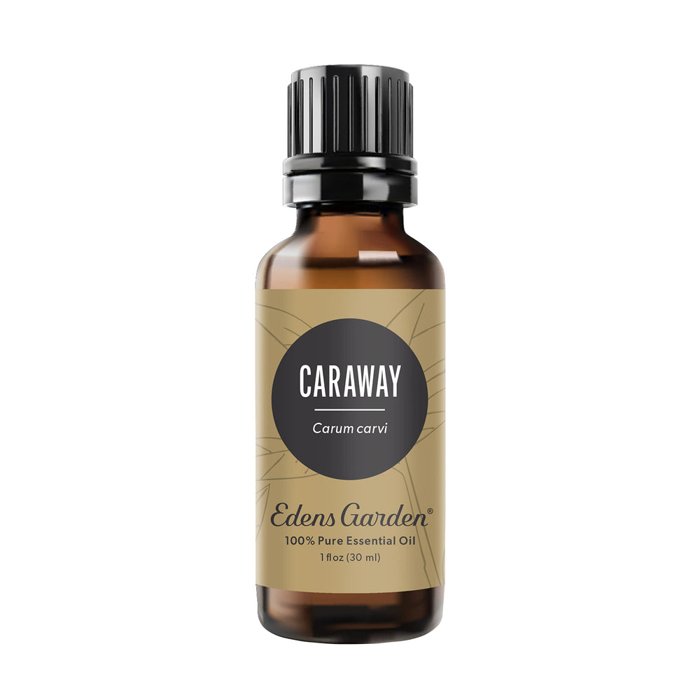 Edens Garden Caraway essential oil bottle with label