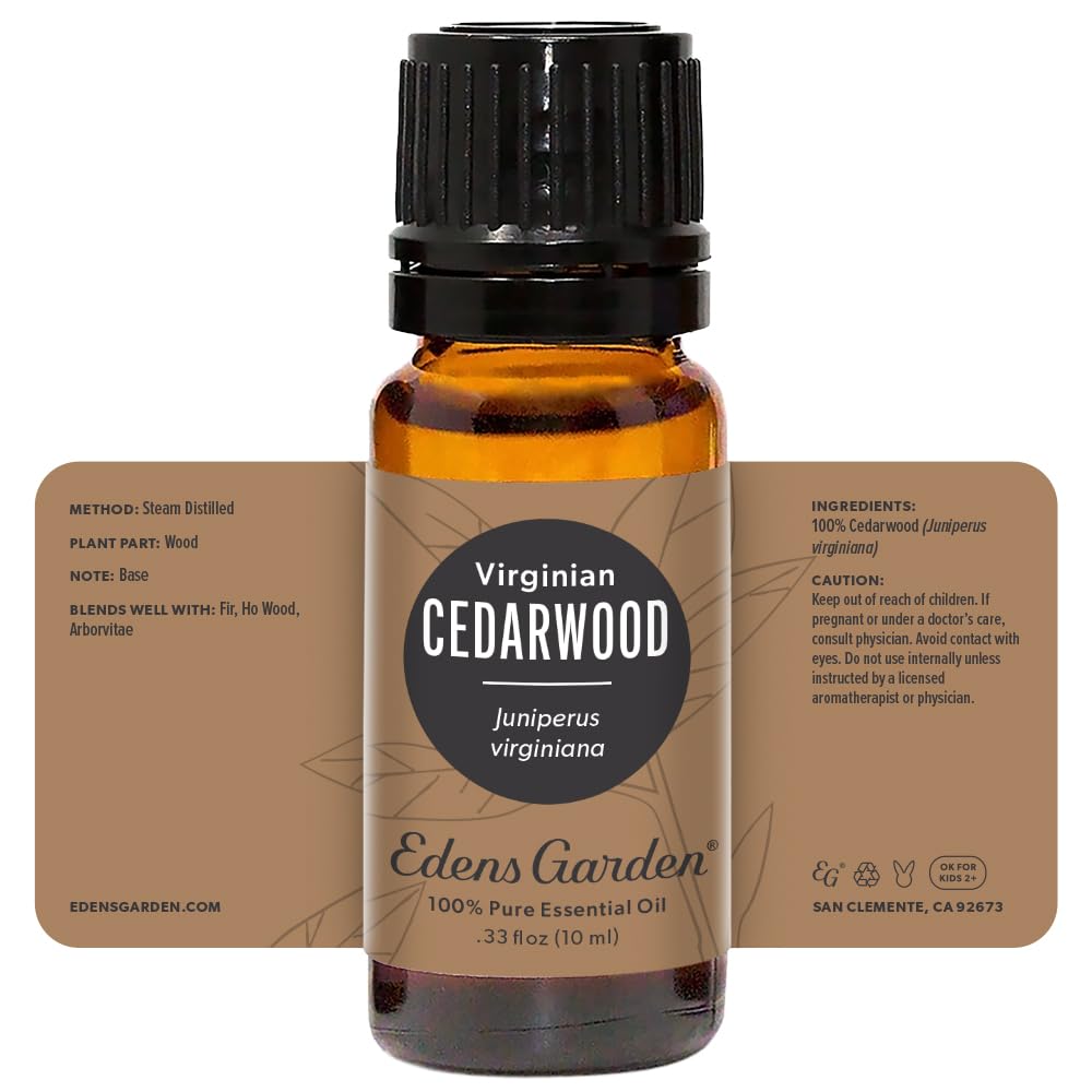 Edens Garden Cedarwood Virginian essential oil packaging and branding