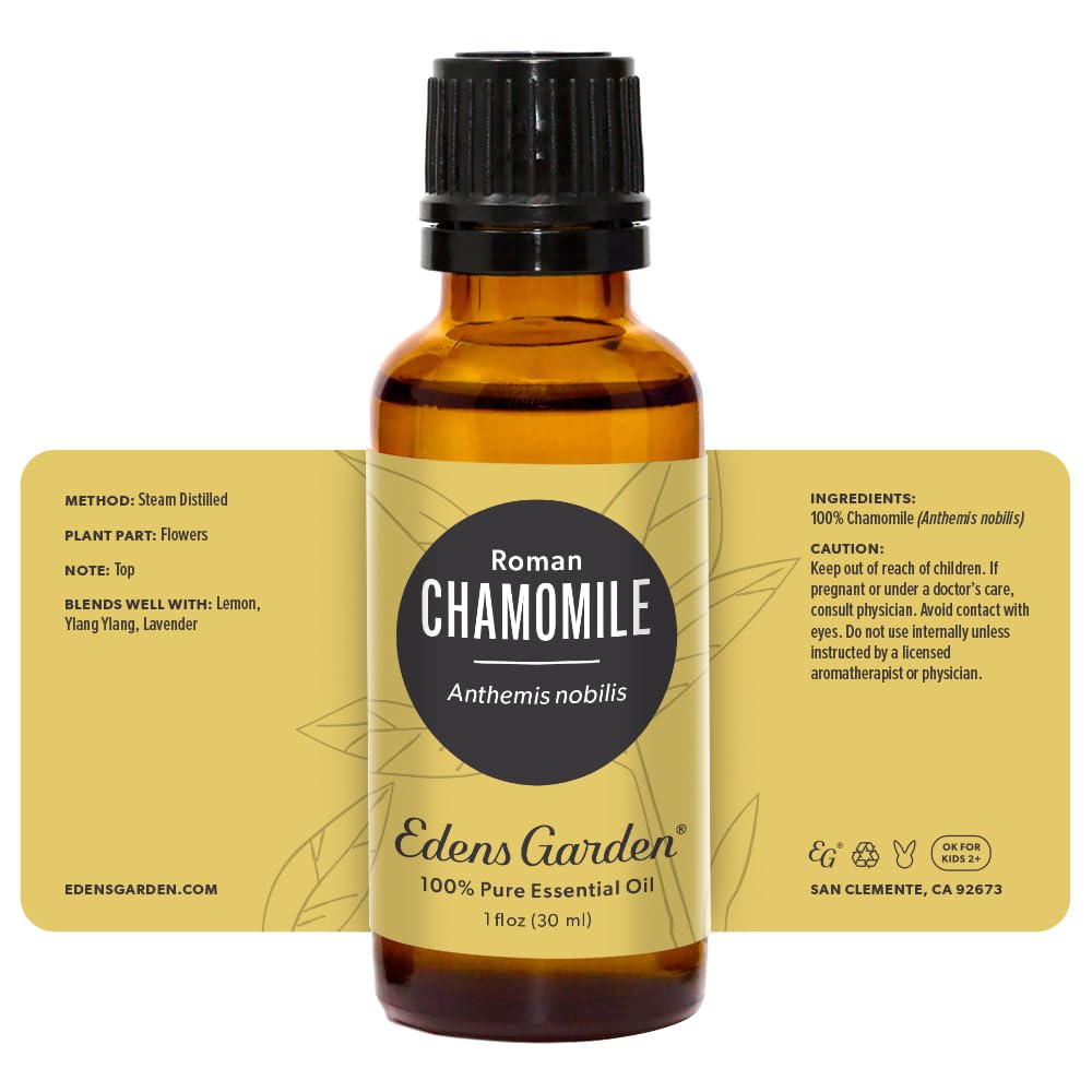 30 ml Chamomile-Roman essential oil on a wooden surface
