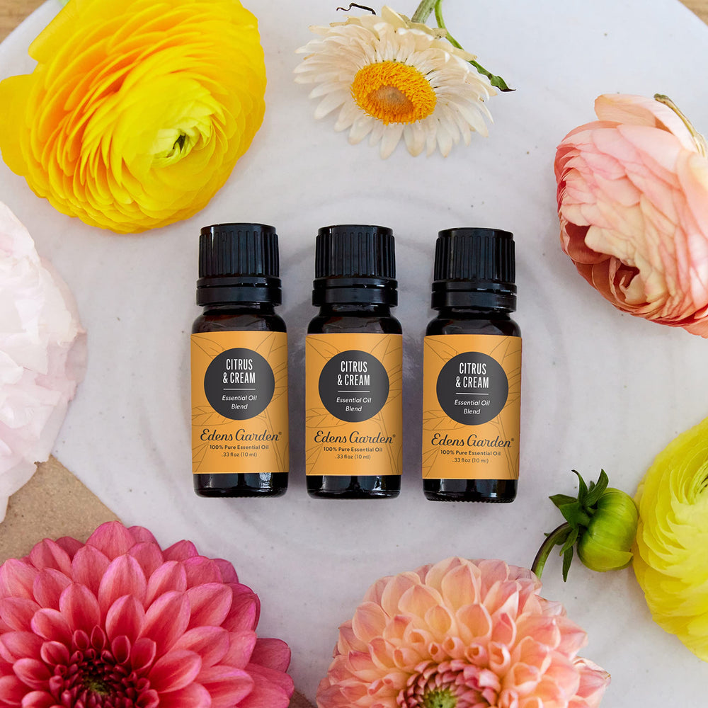 Close-up of Citrus Cream Essential Oil Blend label