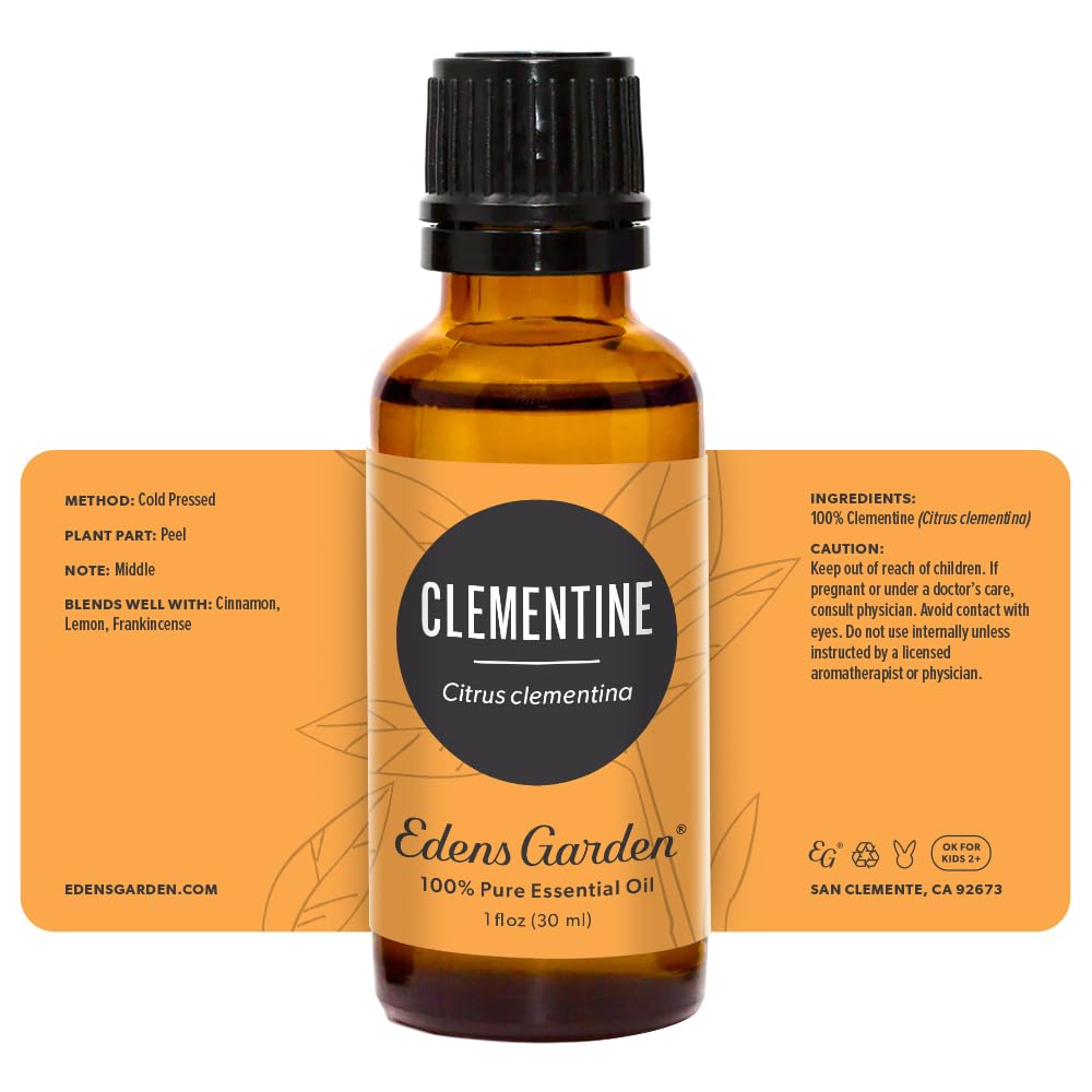 Edens Garden brand logo with Clementine essential oil