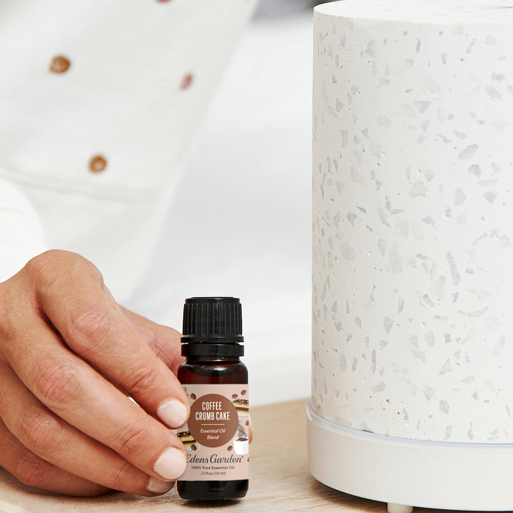 Close-up of Coffee Crumb Cake essential oil bottle label