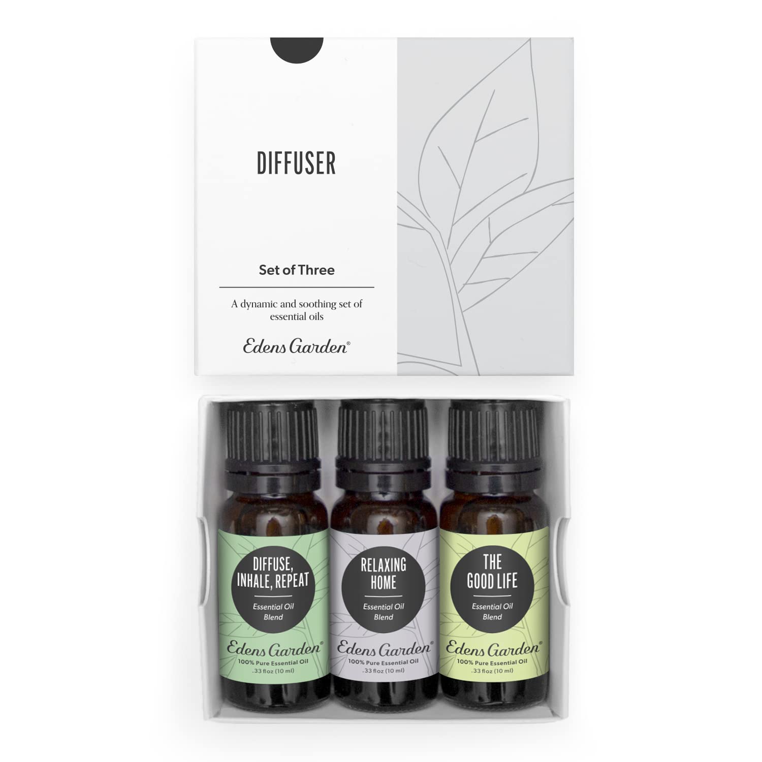 Edens Garden 3-pack essential oil diffuser set packaging