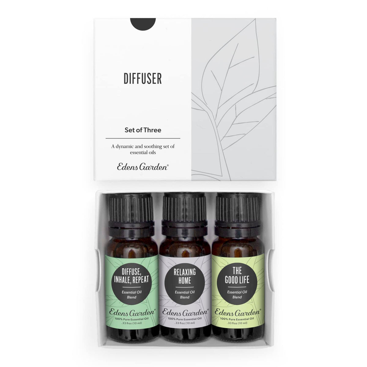 Edens Garden 3-pack essential oil diffuser set packaging