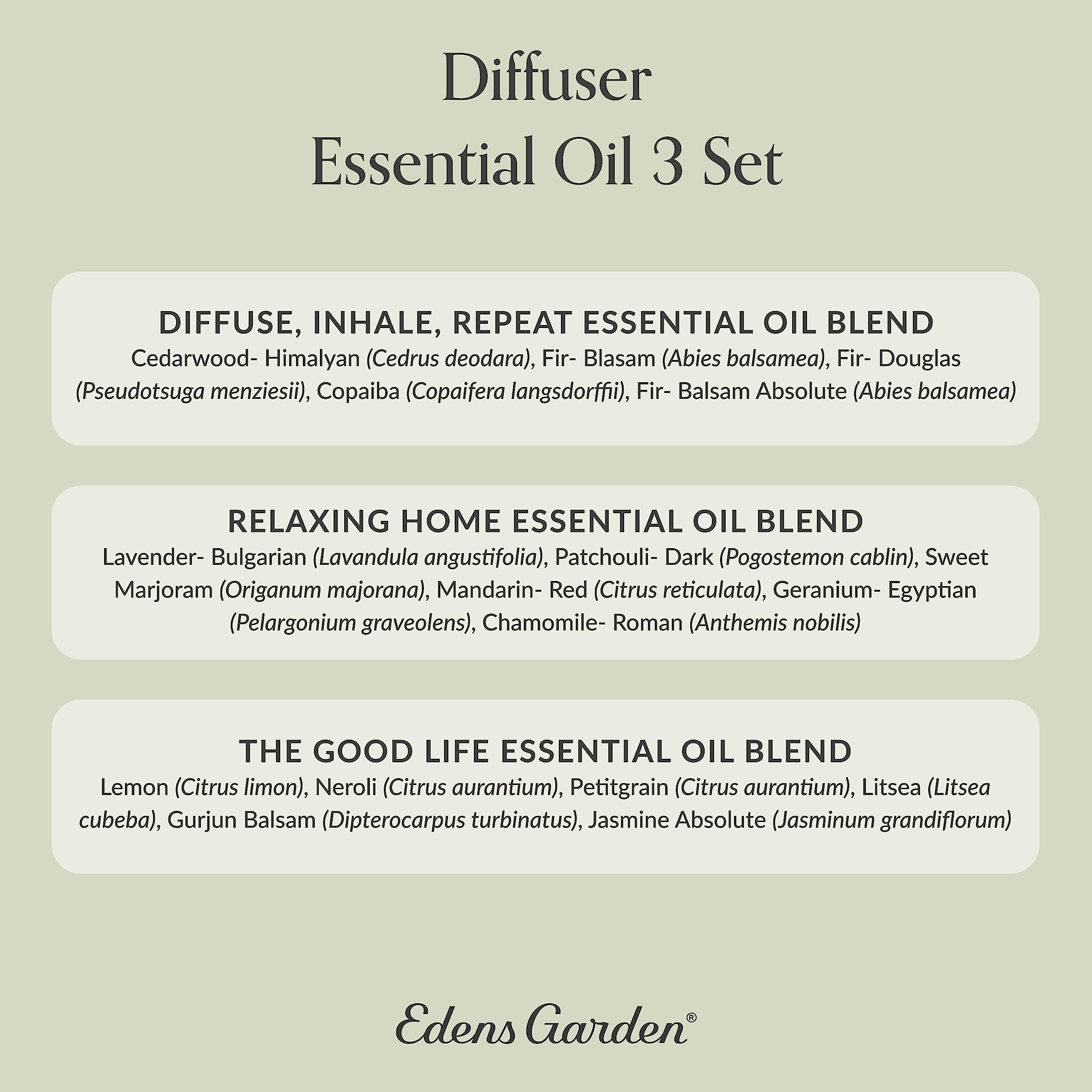 Aromatherapy setup showing blends for relaxation and energy