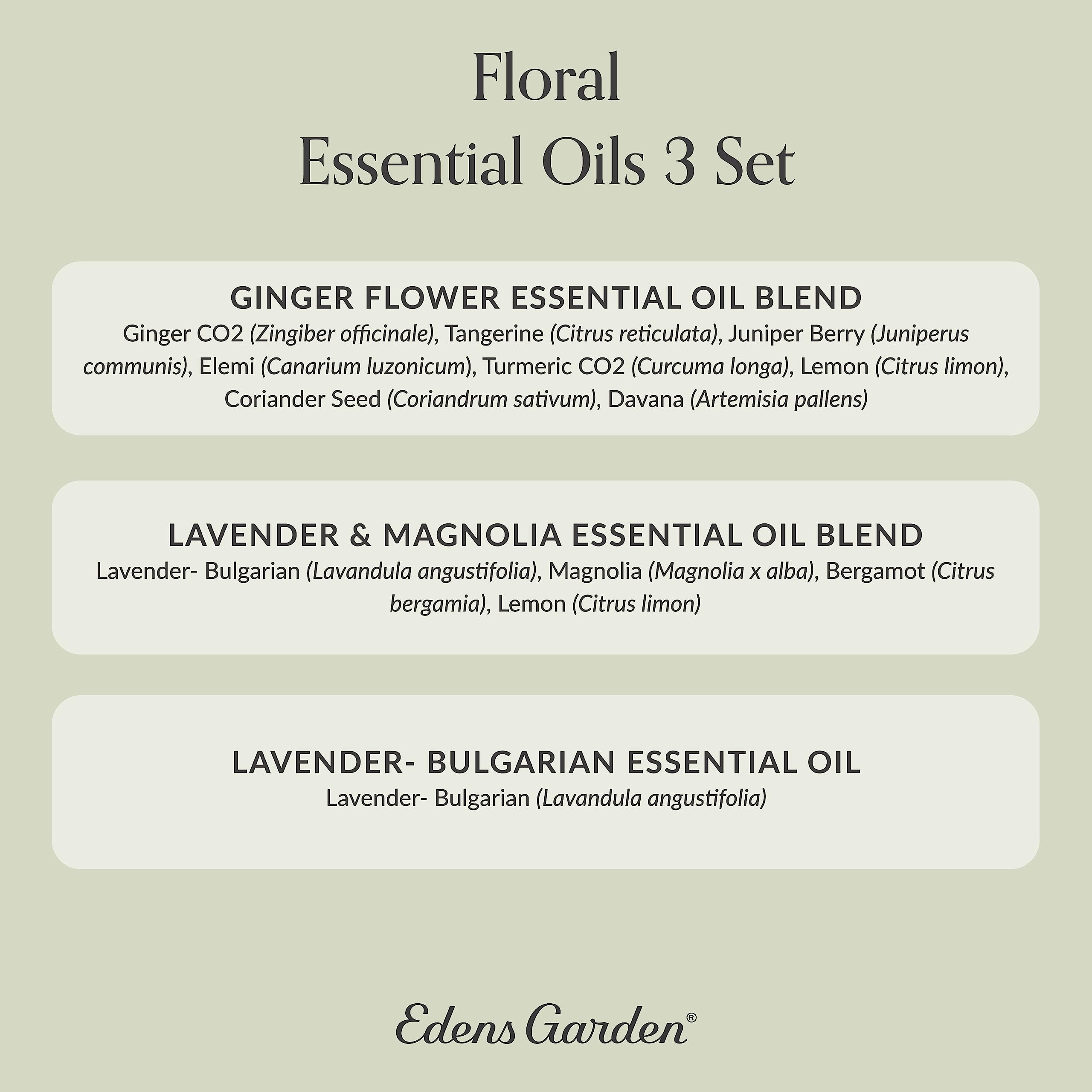 Lifestyle scene showcasing Edens Garden Floral Oils set