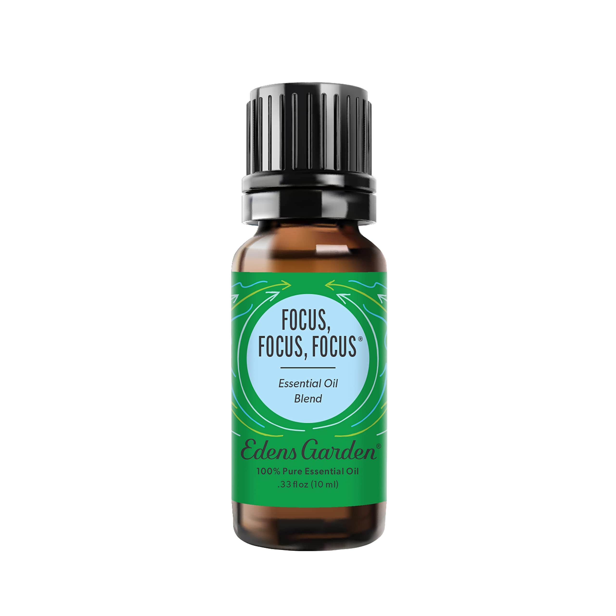 Edens Garden Focus essential oil blend bottle label close-up