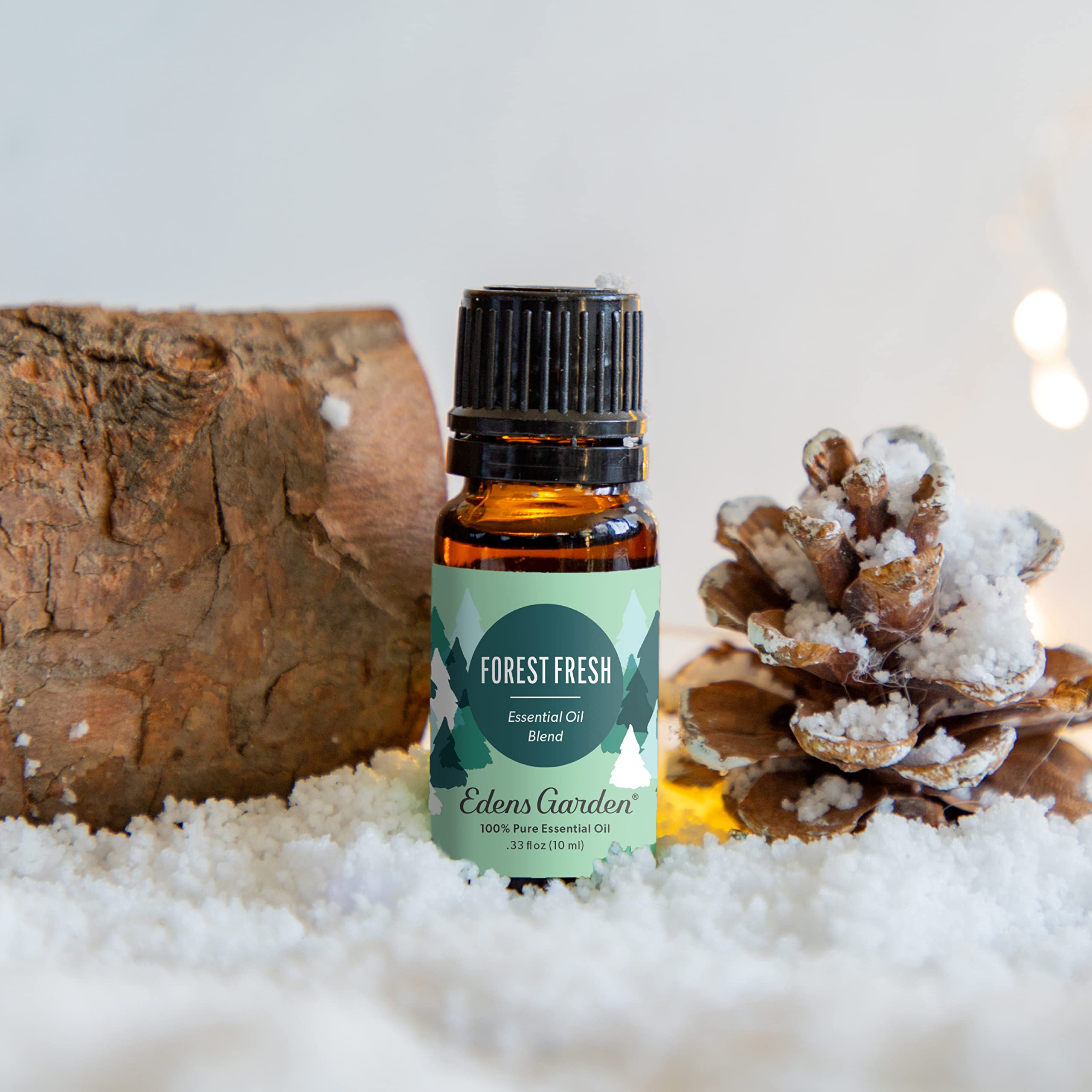 Close-up of Forest Fresh essential oil label