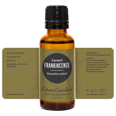 Edens Garden branding on Frankincense Carterii oil packaging