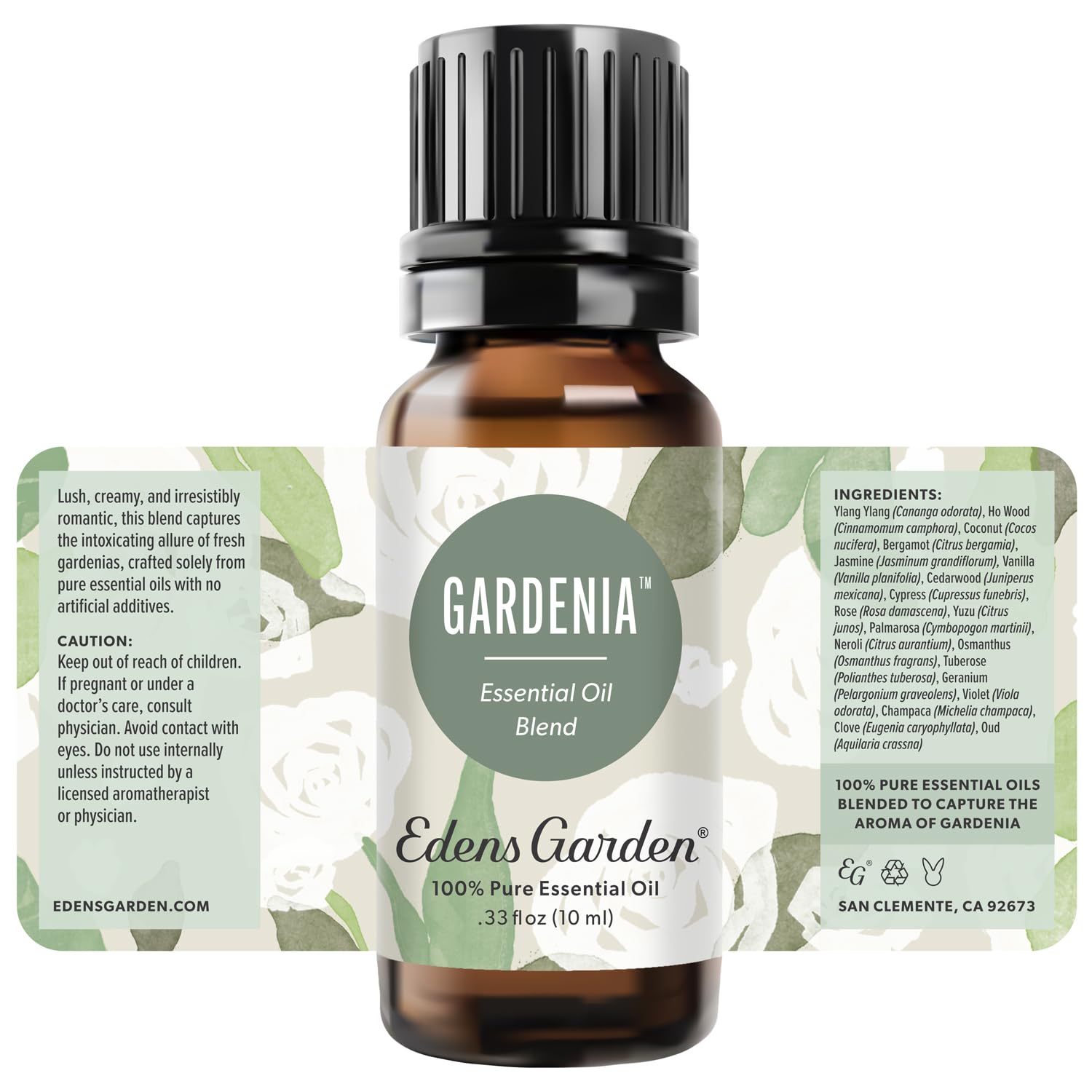 Gardenia essential oil blend 10 ml label close-up