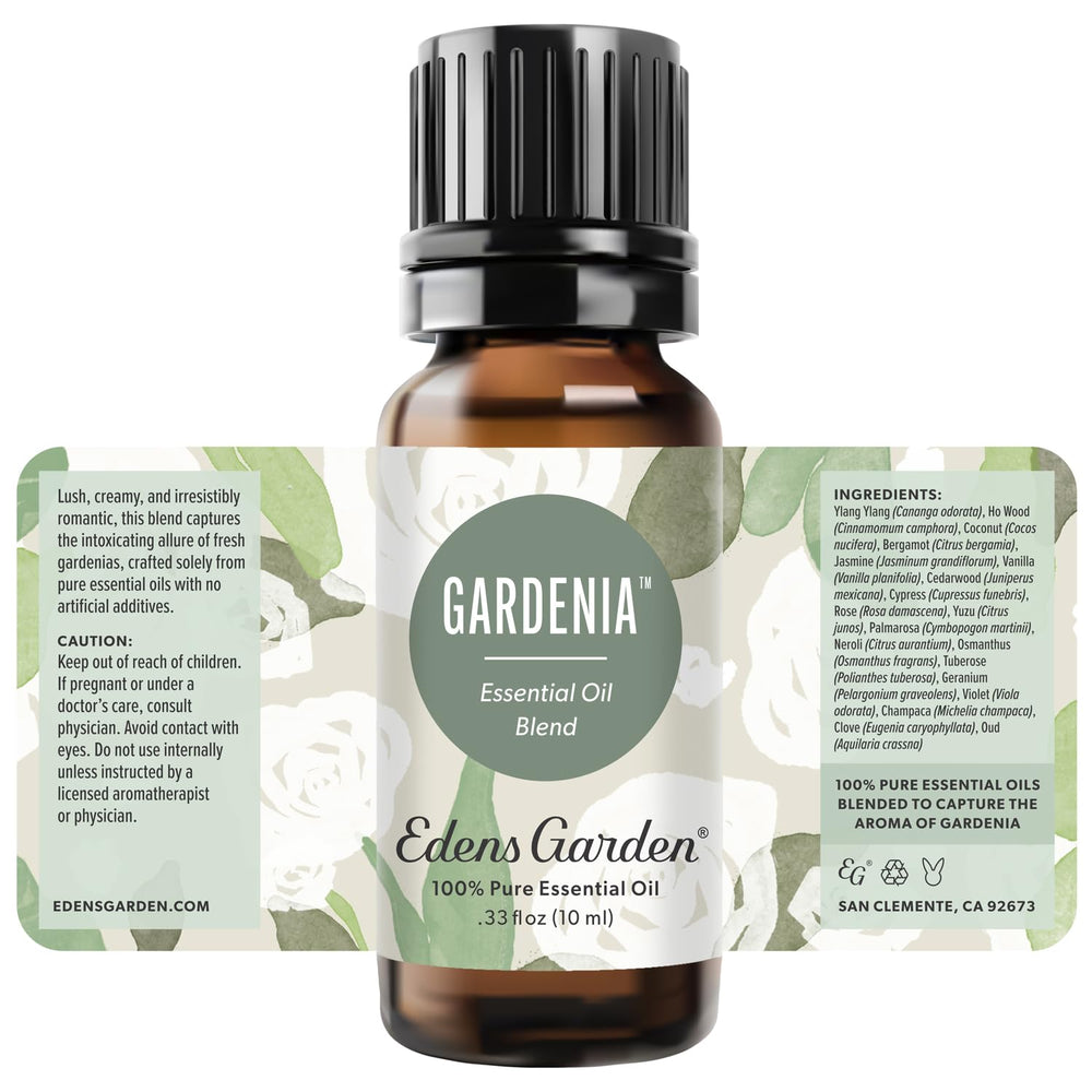 Gardenia essential oil blend 10 ml label close-up