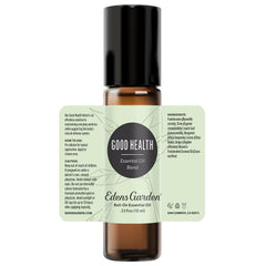 Packaging scene featuring Edens Garden branding and Good Health roll-on