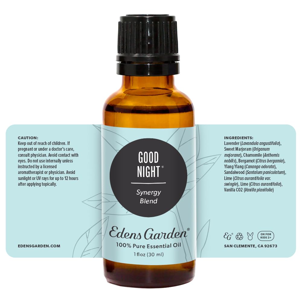 Edens Garden brand logo alongside Good Night product display
