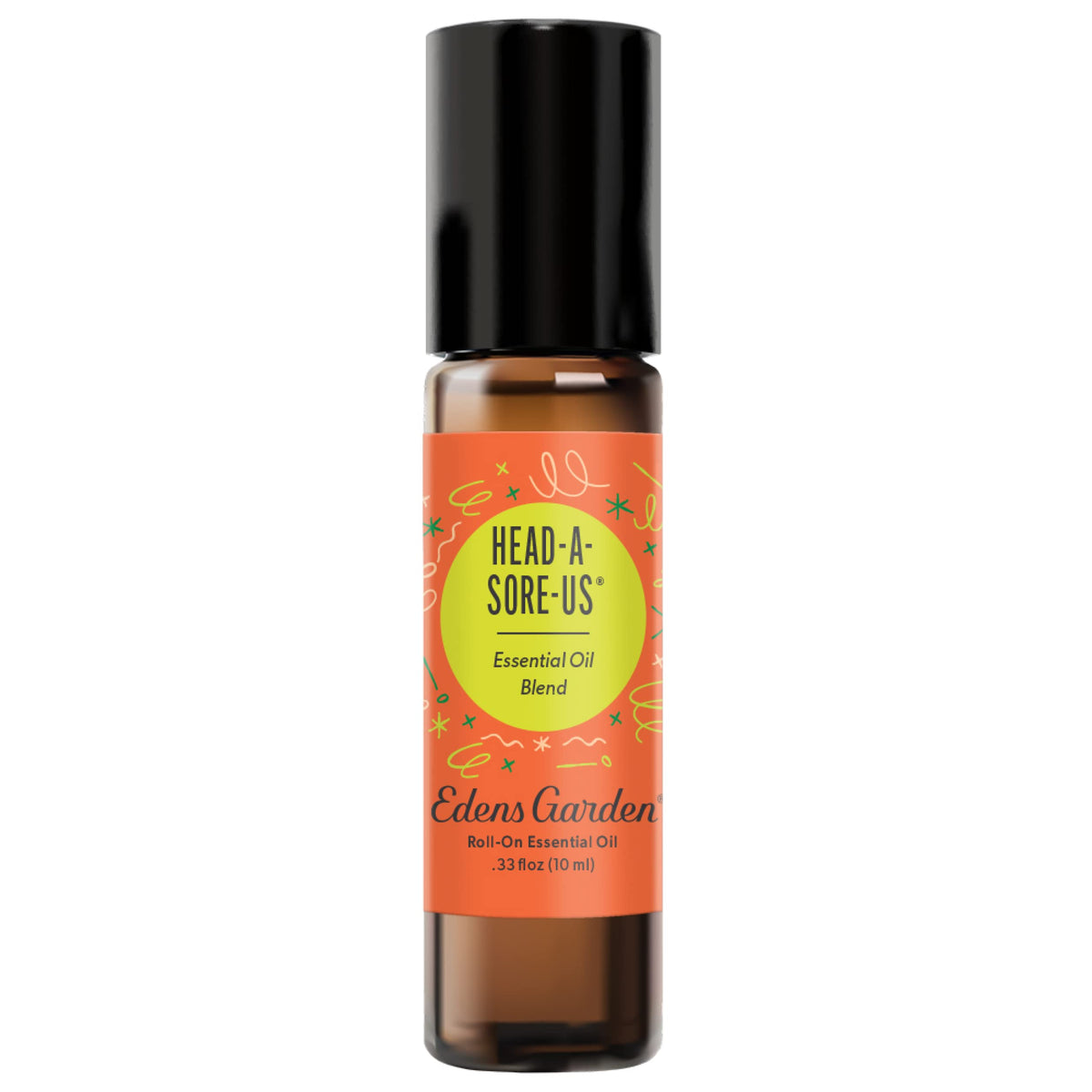 Front view of Edens Garden Head-A-Sore-Us Essential Oil Roll-On bottle