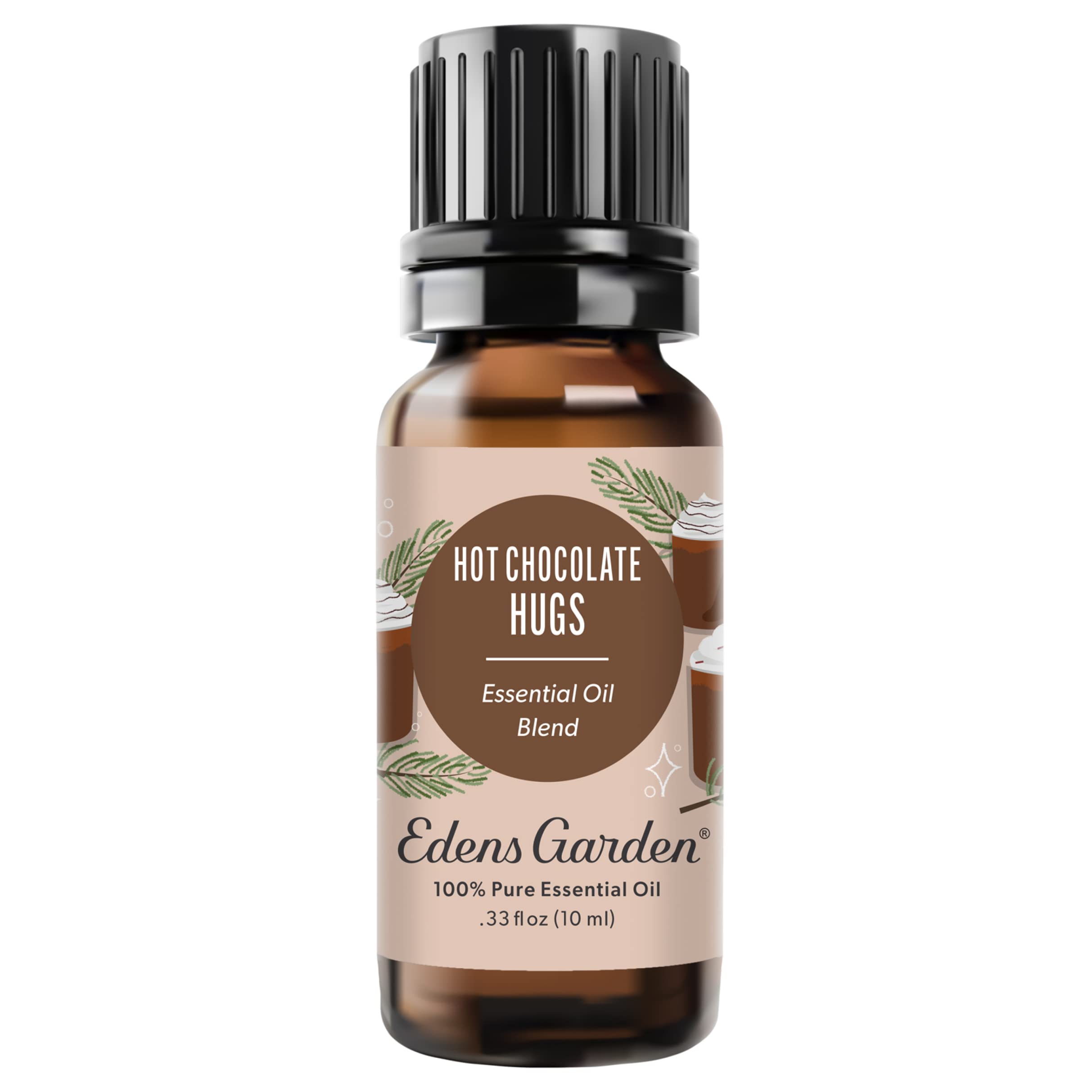 Edens Garden Hot Chocolate Hugs essential oil bottle label