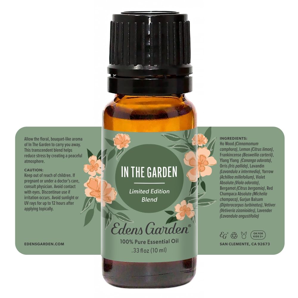 10 ml bottle with botanical imagery and leaves