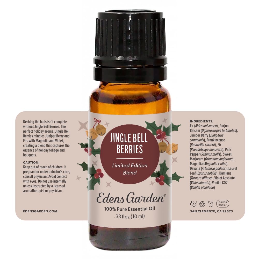 Holiday scene featuring Jingle Bell Berries oil and gifts