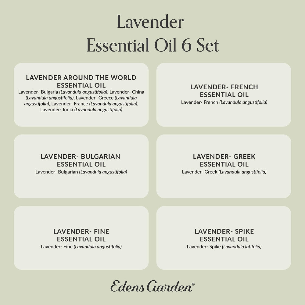 Packaging of Edens Garden Lavender 6-set in premium aromatherapy collection