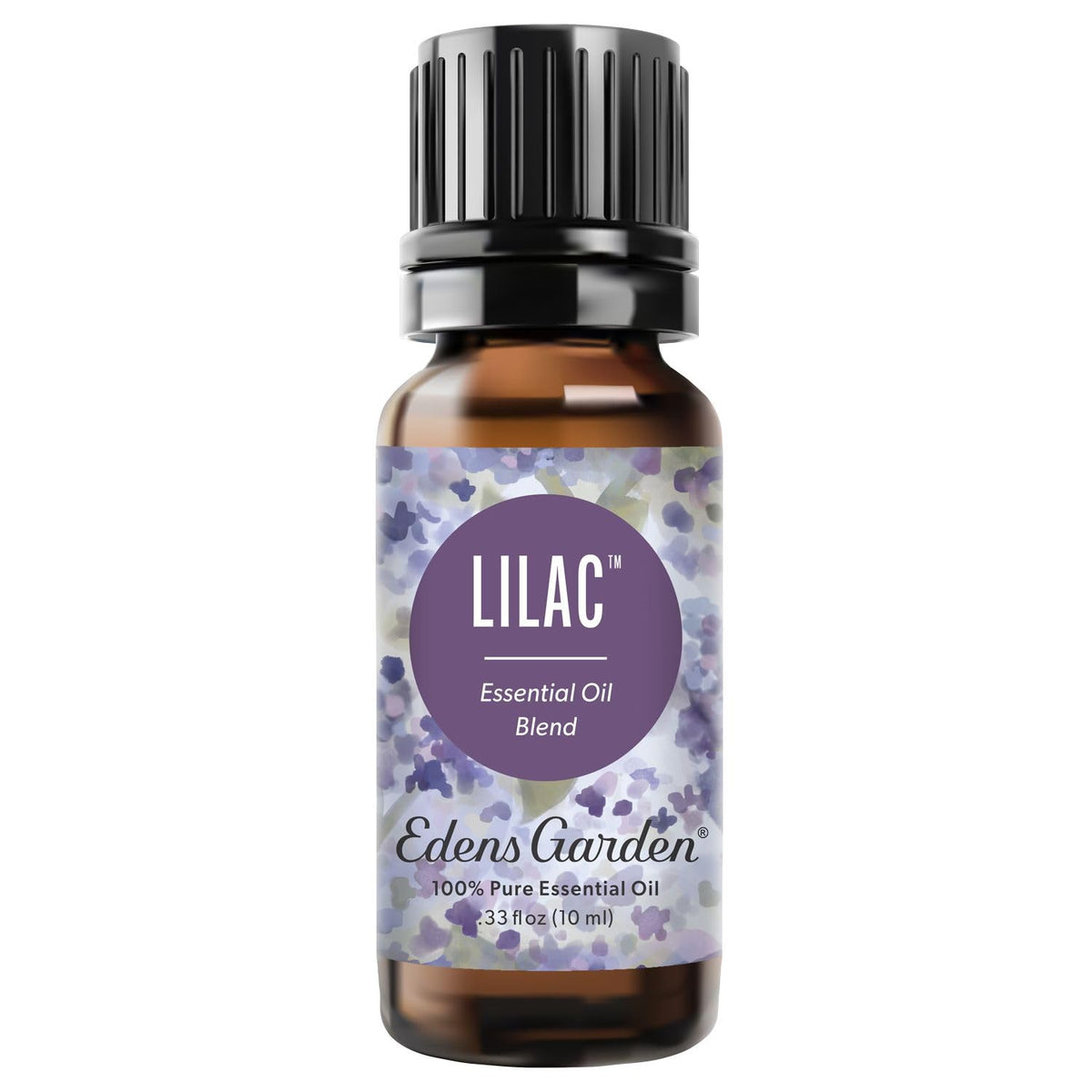 Bottle of Edens Garden Lilac Essential Oil Blend 10 ml with label