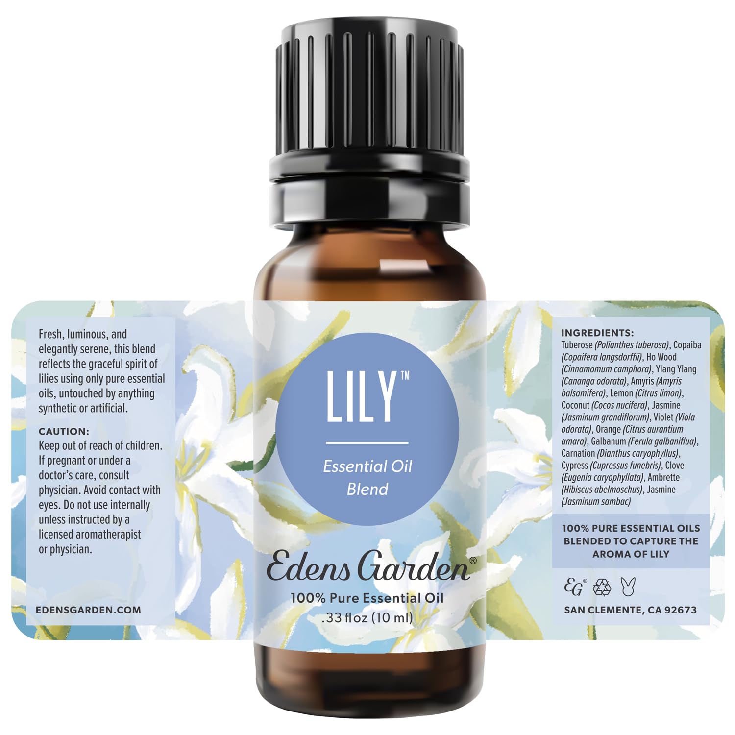 Ingredients chart for Lily essential oil blend