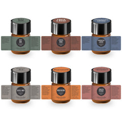 Edens Garden Men Essential Oils Discovery Sampler packaging and six bottles