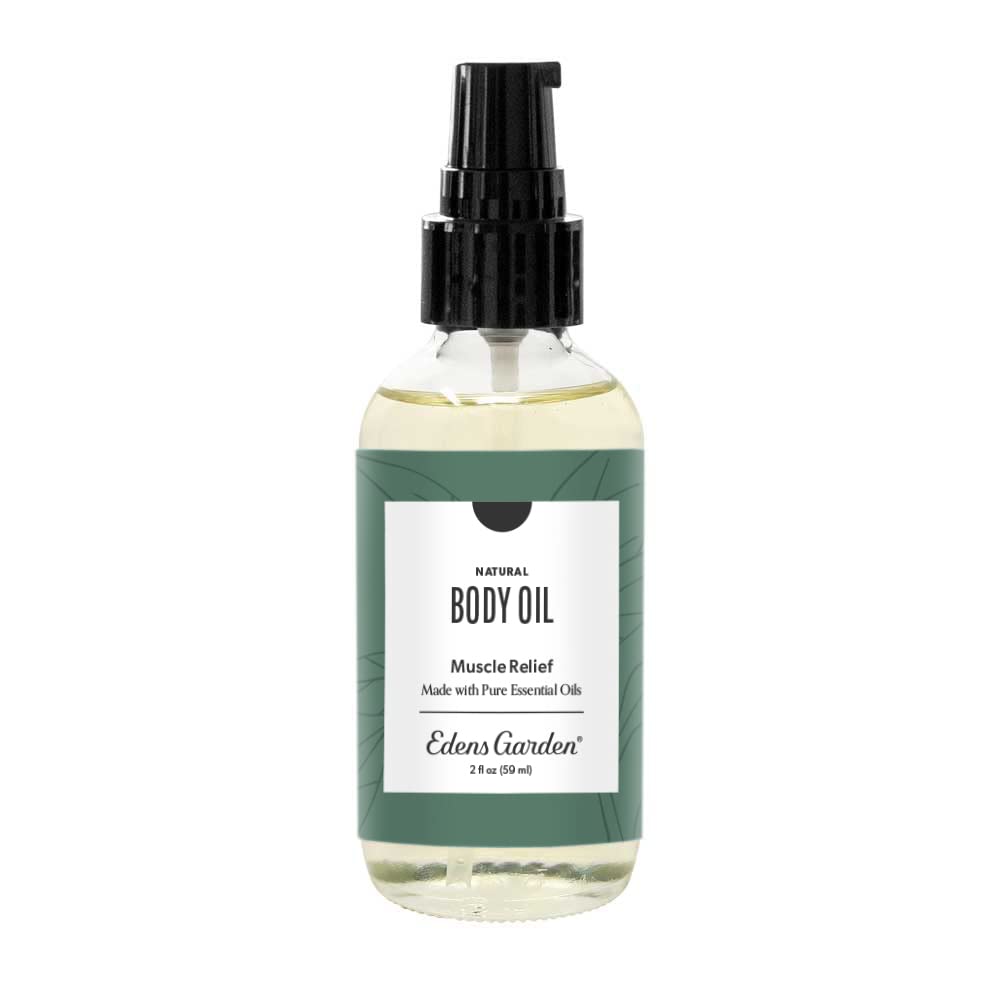 Edens Garden Muscle Relief Bath and Body Oil bottle