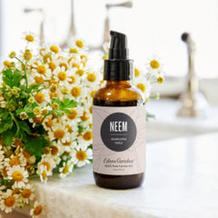 Close-up of Neem Carrier Oil bottle label