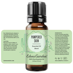 Flat lay of Pampered Skin oil bottle and packaging
