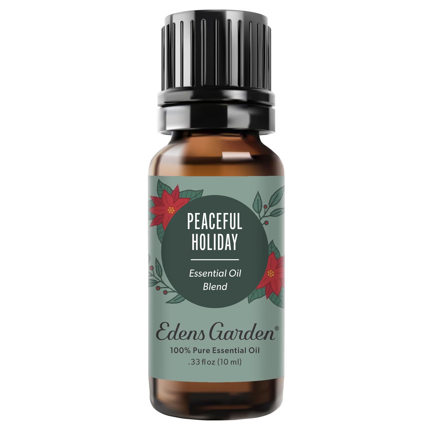 Edens Garden Peaceful Holiday essential oil blend bottle front view