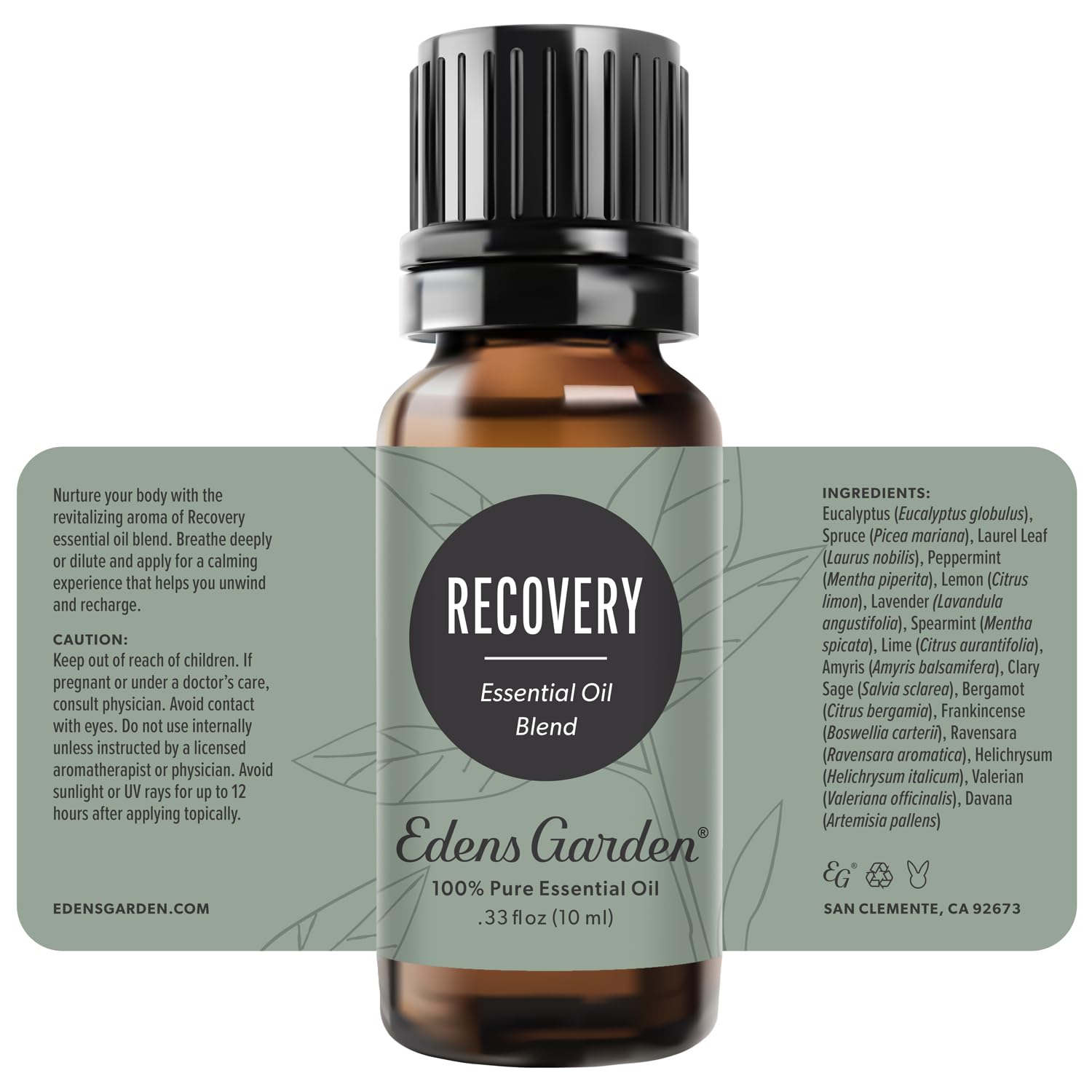 Edens Garden logo with Recovery blend branding