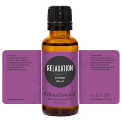 Edens Garden branding and Relaxation Oil Blend product shot