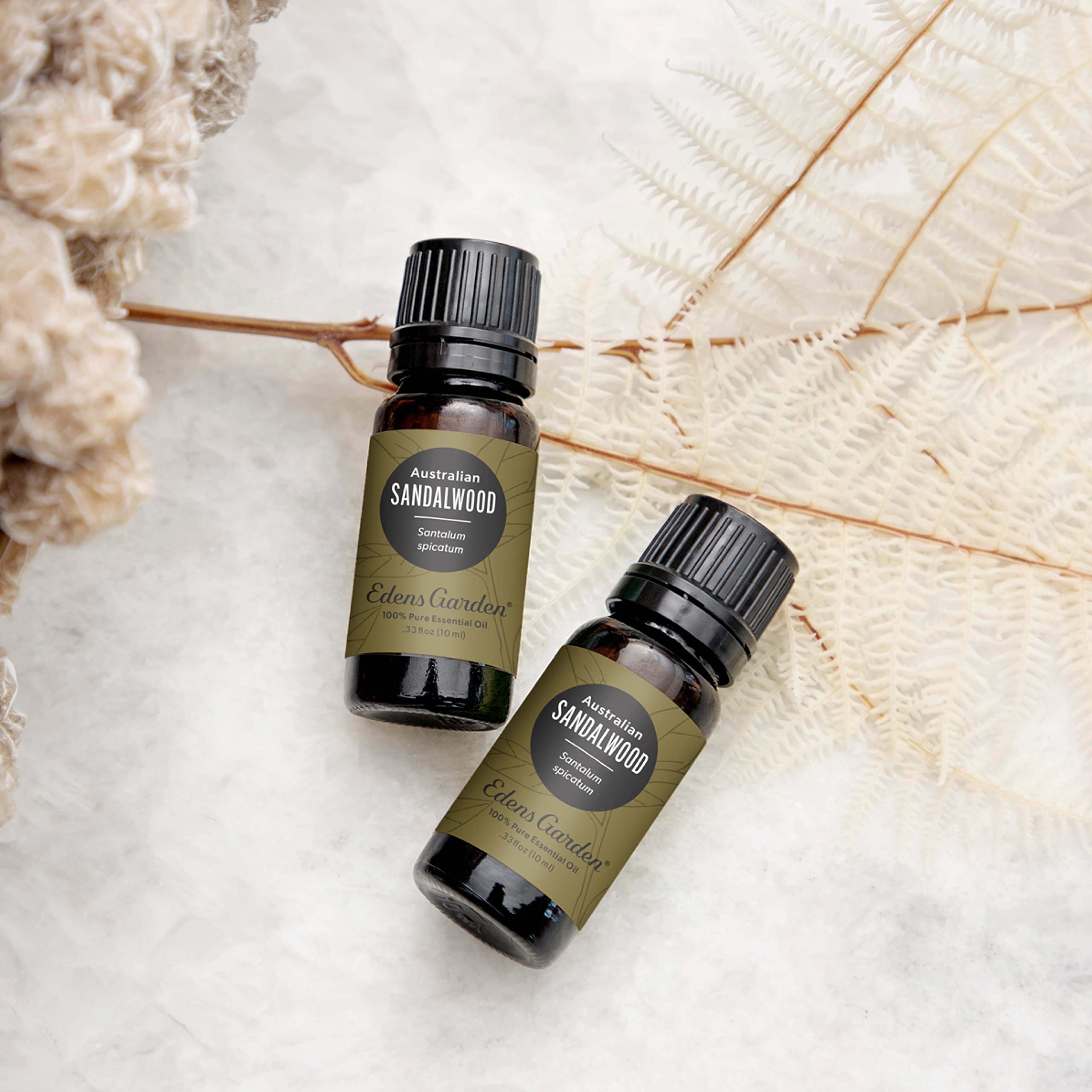 Sandalwood Australian essential oil bottle close-up 10 ml