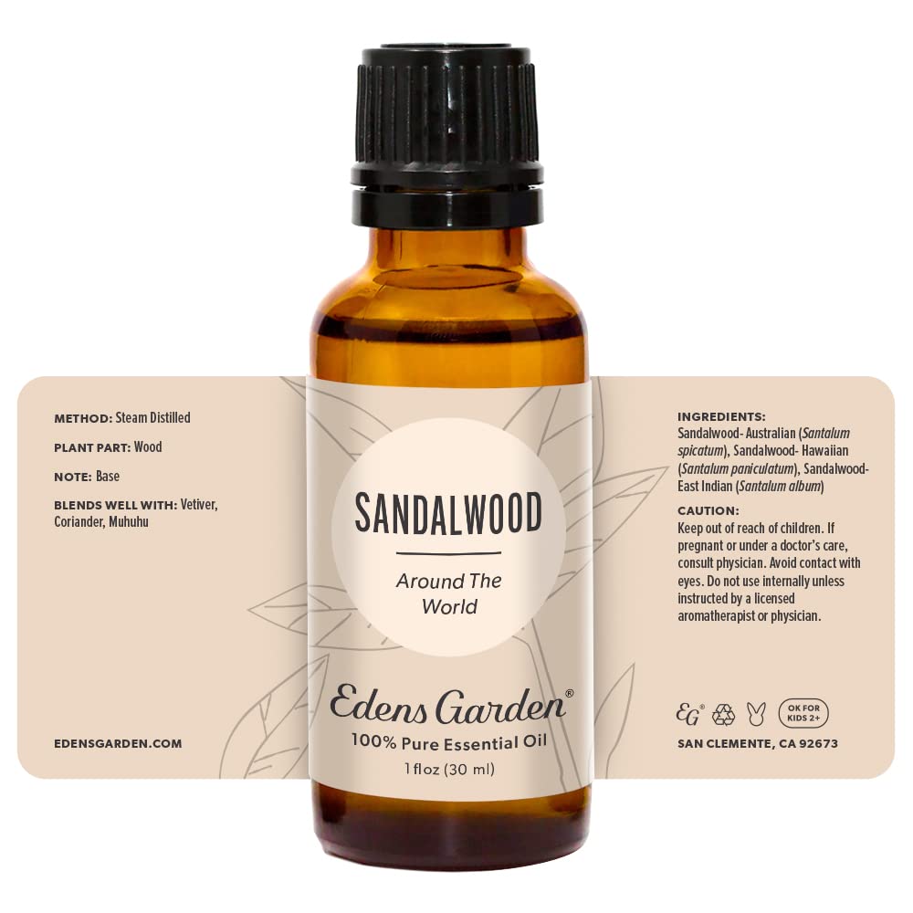Edens Garden branding with Sandalwood essential oil