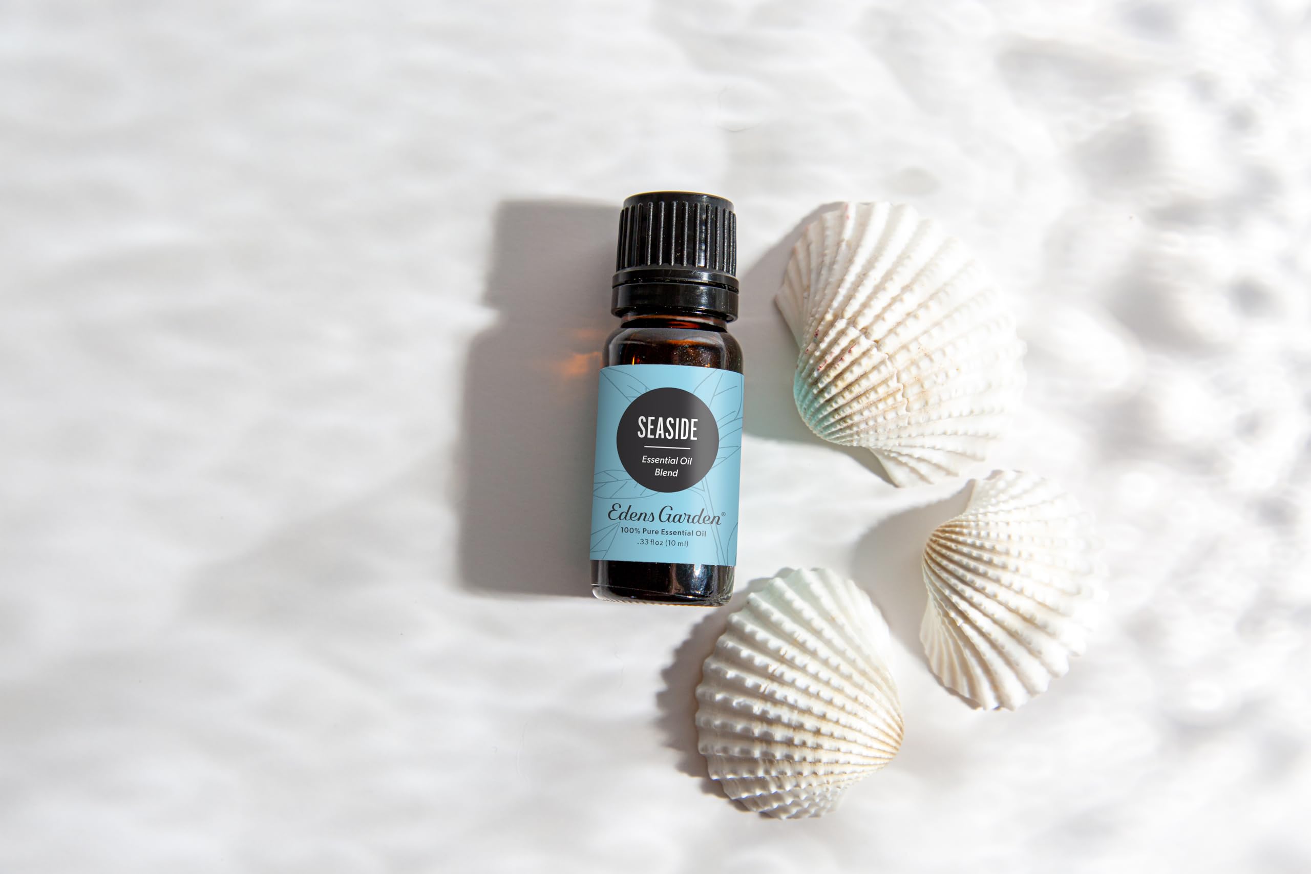 Close-up of Seaside Essential Oil Blend bottle label