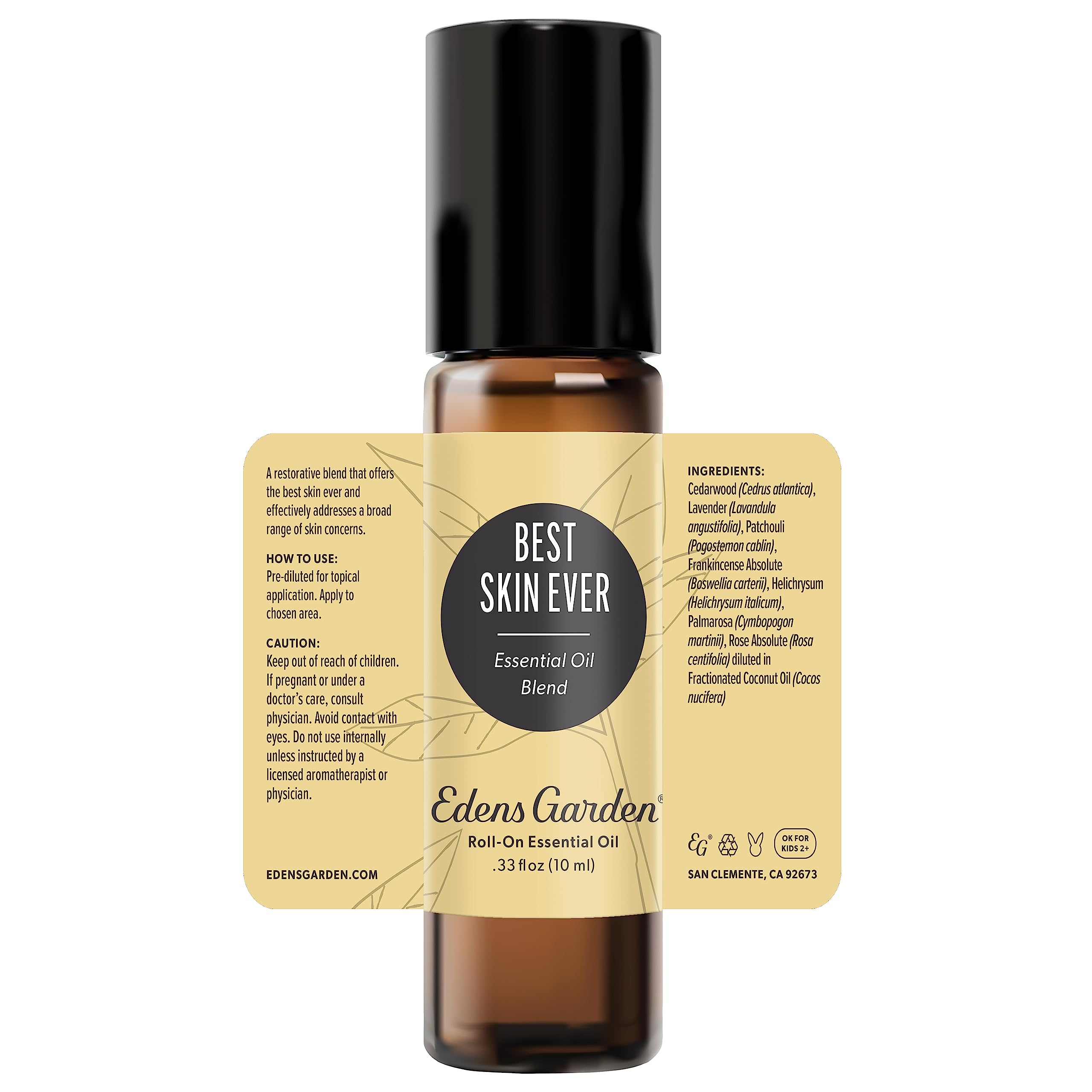 Edens Garden branding with Best Skin Ever roll-on and packaging