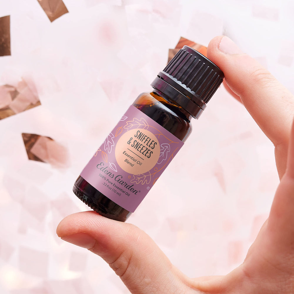 Diffuser-ready Sniffles & Sneezes essential oil in bottle