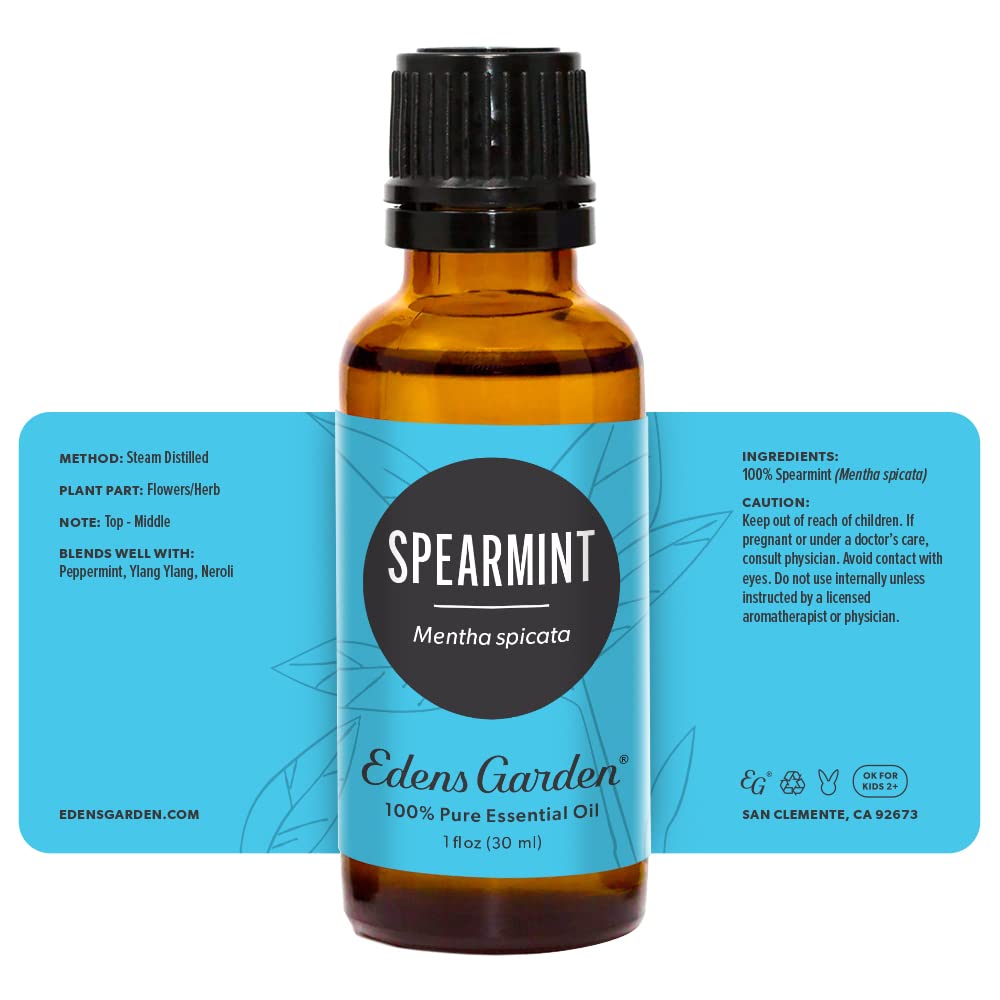 Diffuser scene with spearmint essential oil and candles