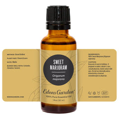 Collection of Edens Garden essential oils including Sweet Marjoram