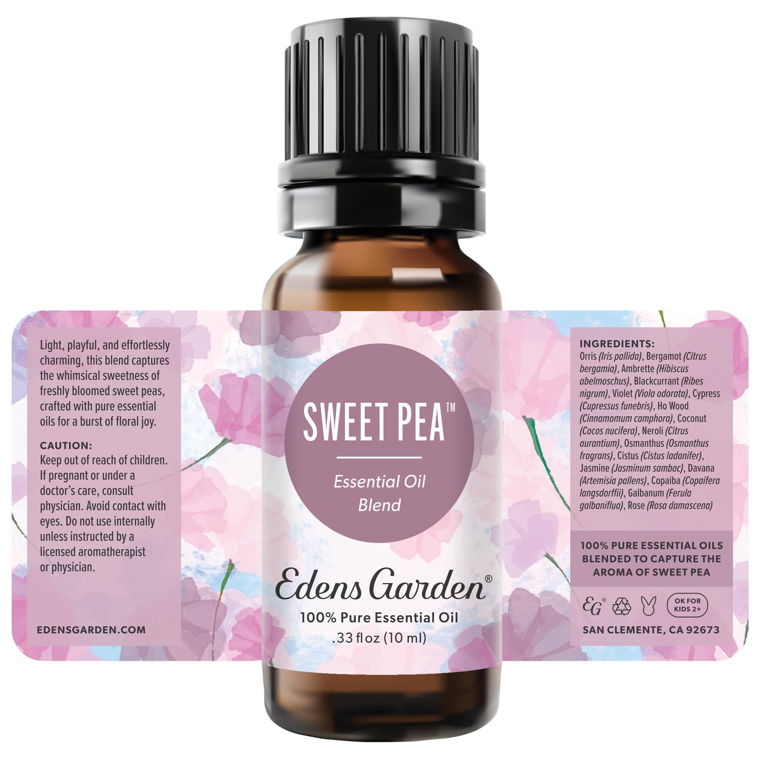 Natural fragrance bottle featuring Sweet Pea essential oil