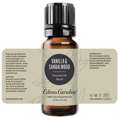 Edens Garden display including Vanilla Sandalwood blend packaging