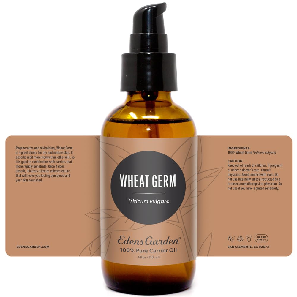 Overall Edens Garden Wheat Germ Carrier Oil packaging and bottle