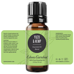Edens Garden packaging for Yuzu & Hemp essential oil blend