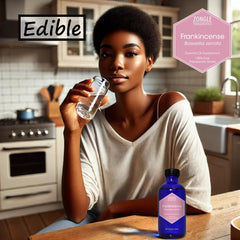 Edible frankincense oil suitable for facial skin care