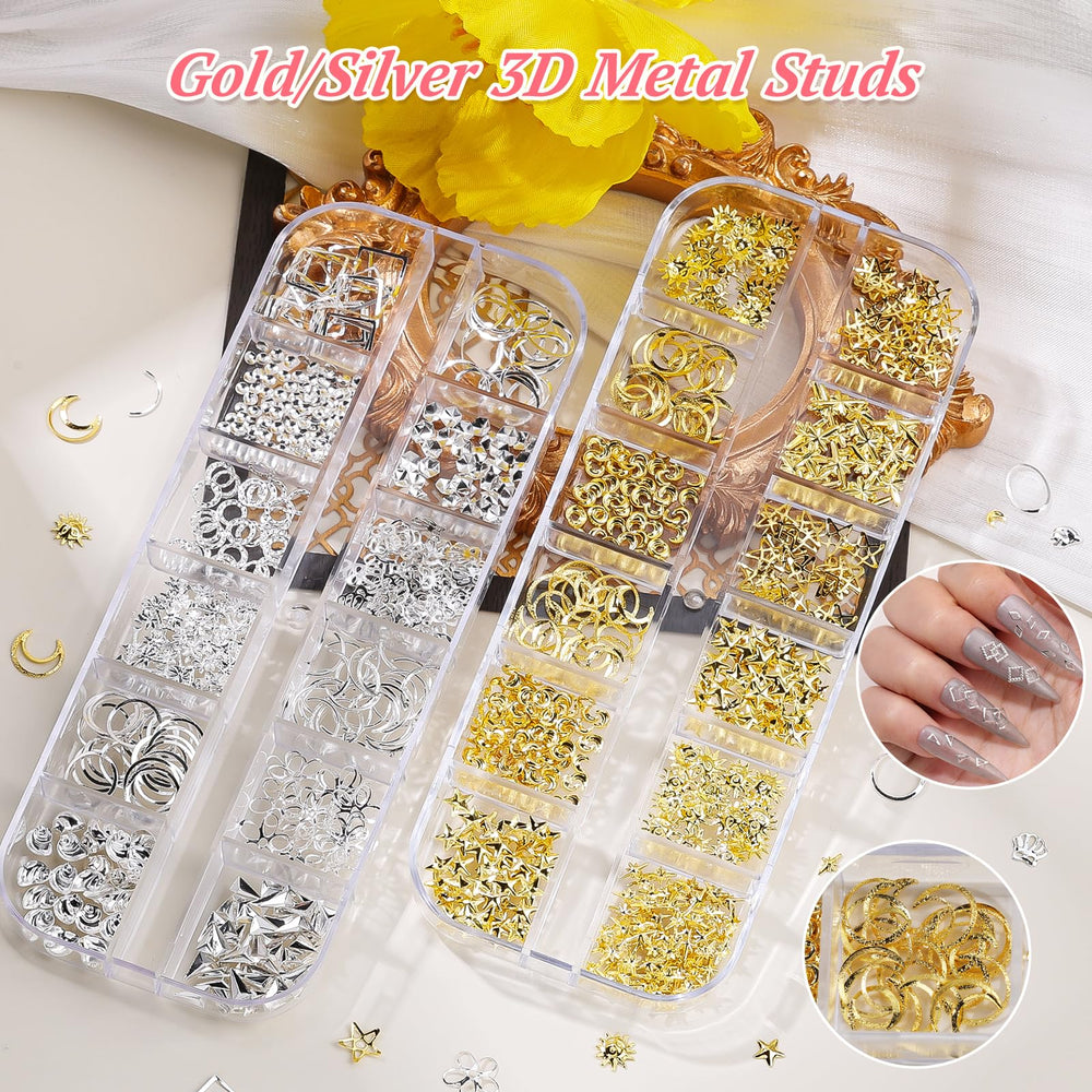 EditTime 3D metal studs add dimensional charm to manicures and crafts.