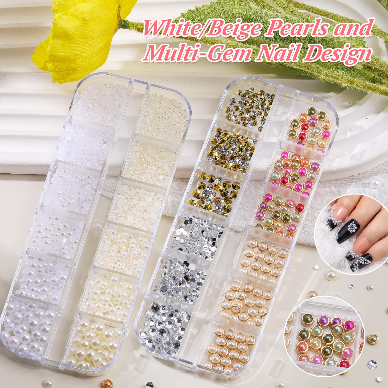 EditTime half pearls provide elegant accents for refined nail art.
