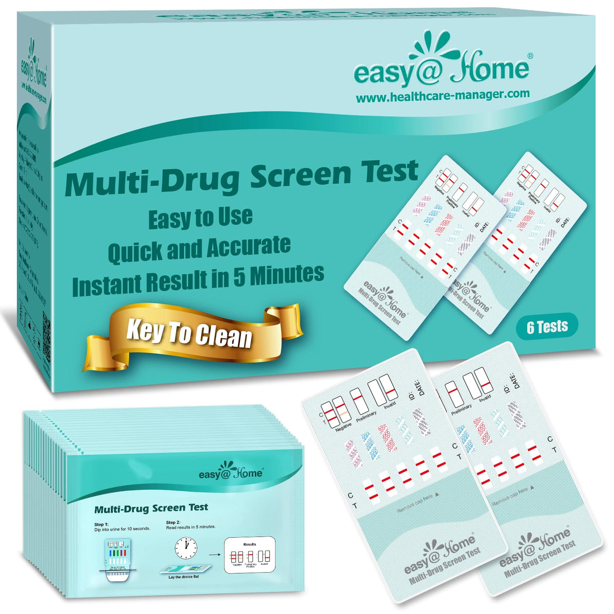 Easy@Home 6-pack drug test kit - front view